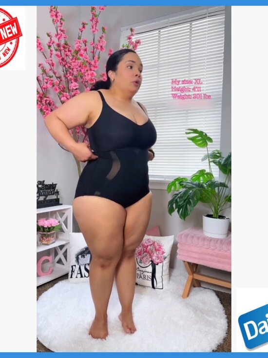 Tummy Control Bodysuit Butt Lifter Shapewear Steel Bones V-Neck - Picture 7 of 7